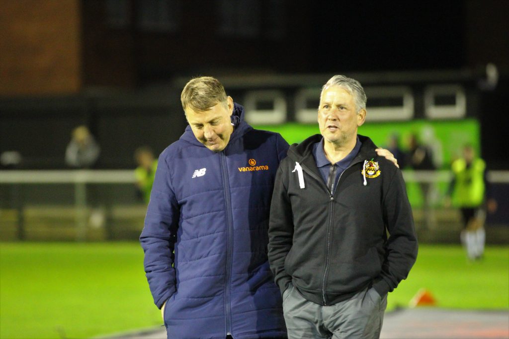 Southport manager Liam Watson vs Spennymoor