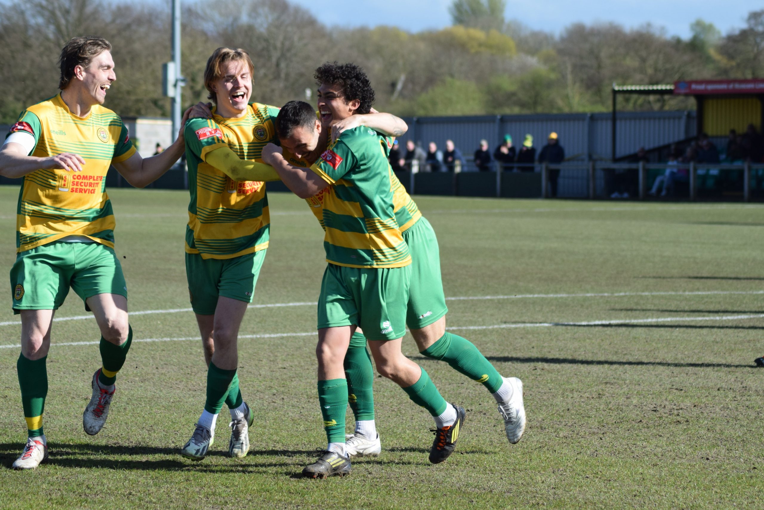 Anthony Kay celebrates goal for Runcorn Linnets